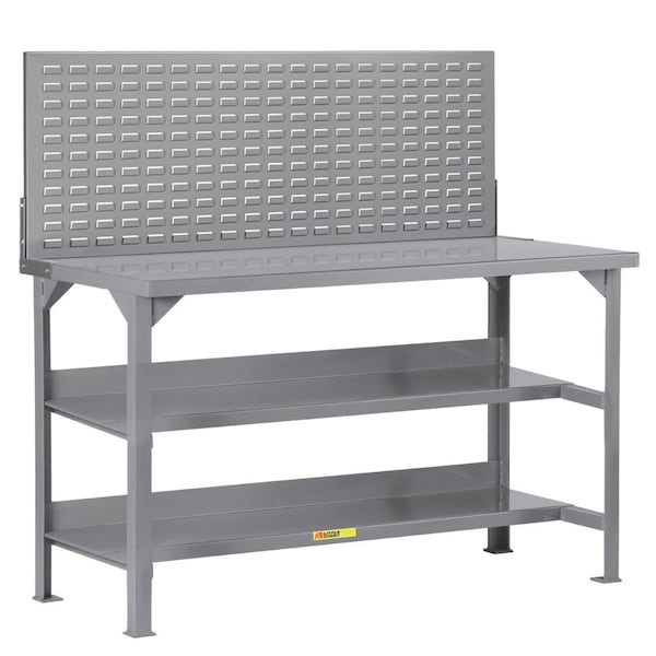 Welded Workbench, 36"X72" Top, 2 Lower Half-Depth Shelves, Louvered